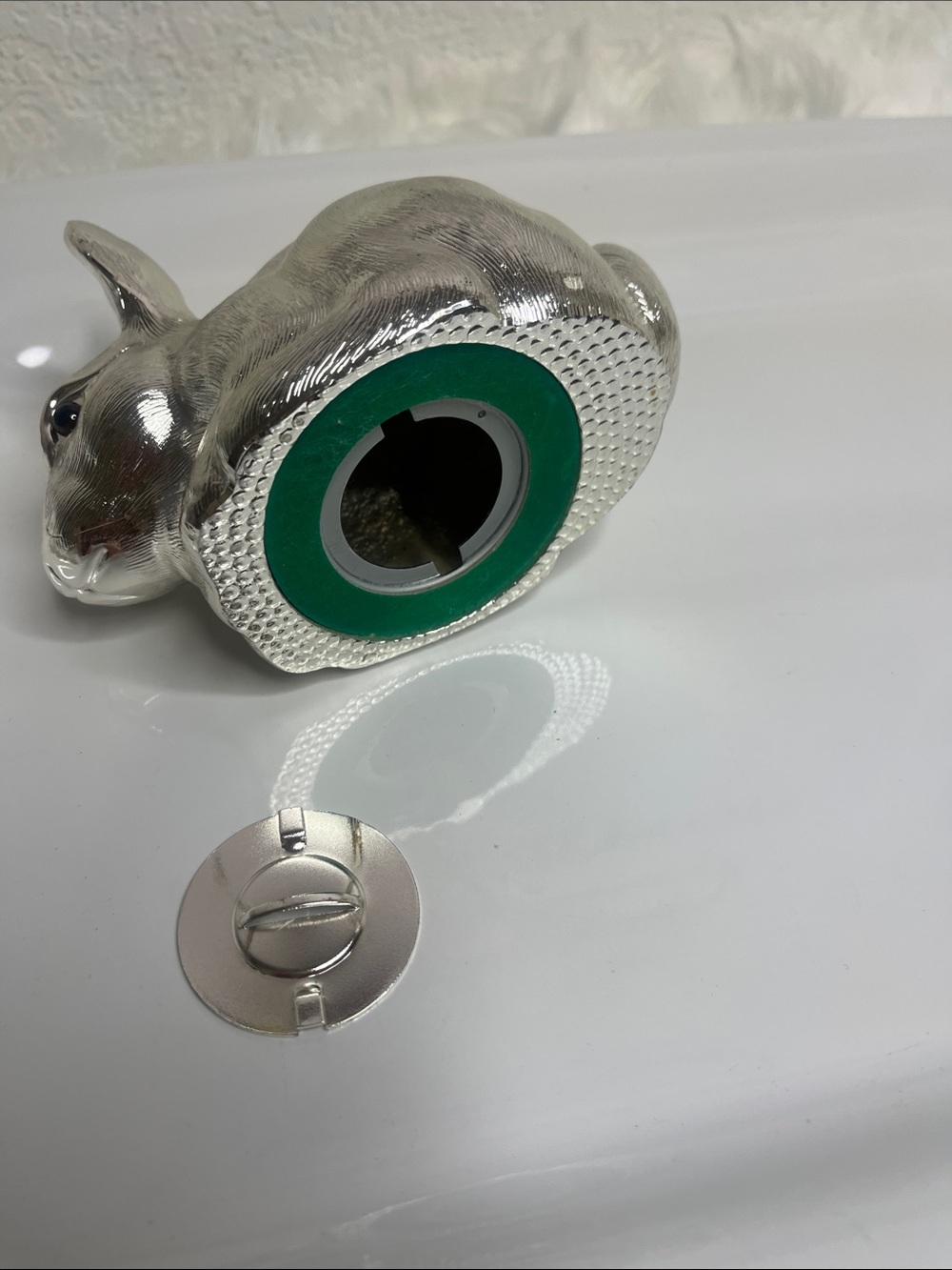 Reed & Barton Shiny Silver Bunny Coin Bank - Picture 4 of 8